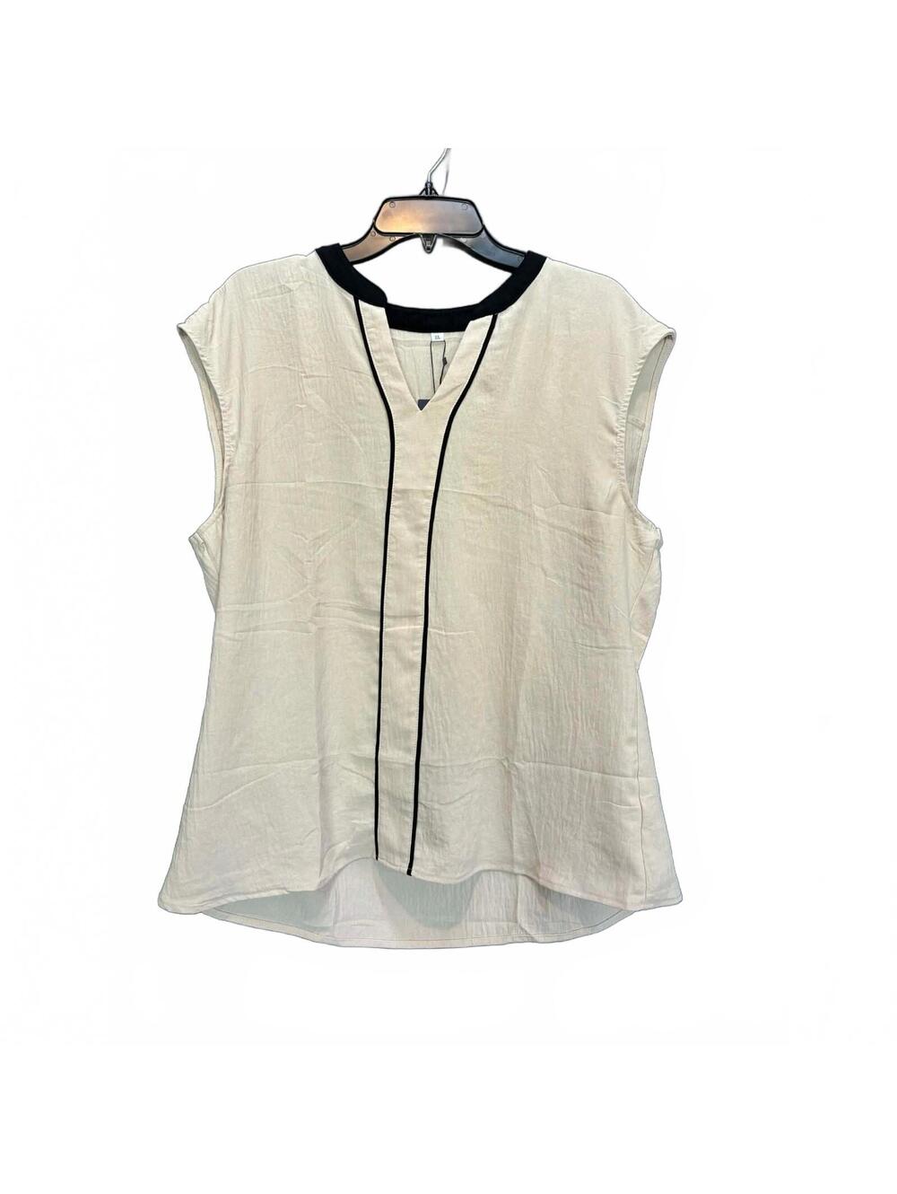 Contrast Stitch Lettuce Edge Tank Top S Small  4 White NWT